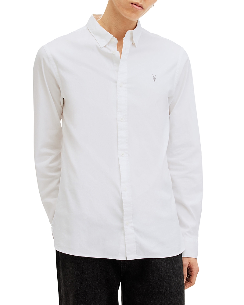 Allsaints Lovell Cotton Slim Fit Button Down Shirt In White