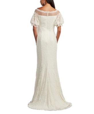 Whelan Embroidered Puff-Sleeve Gown
