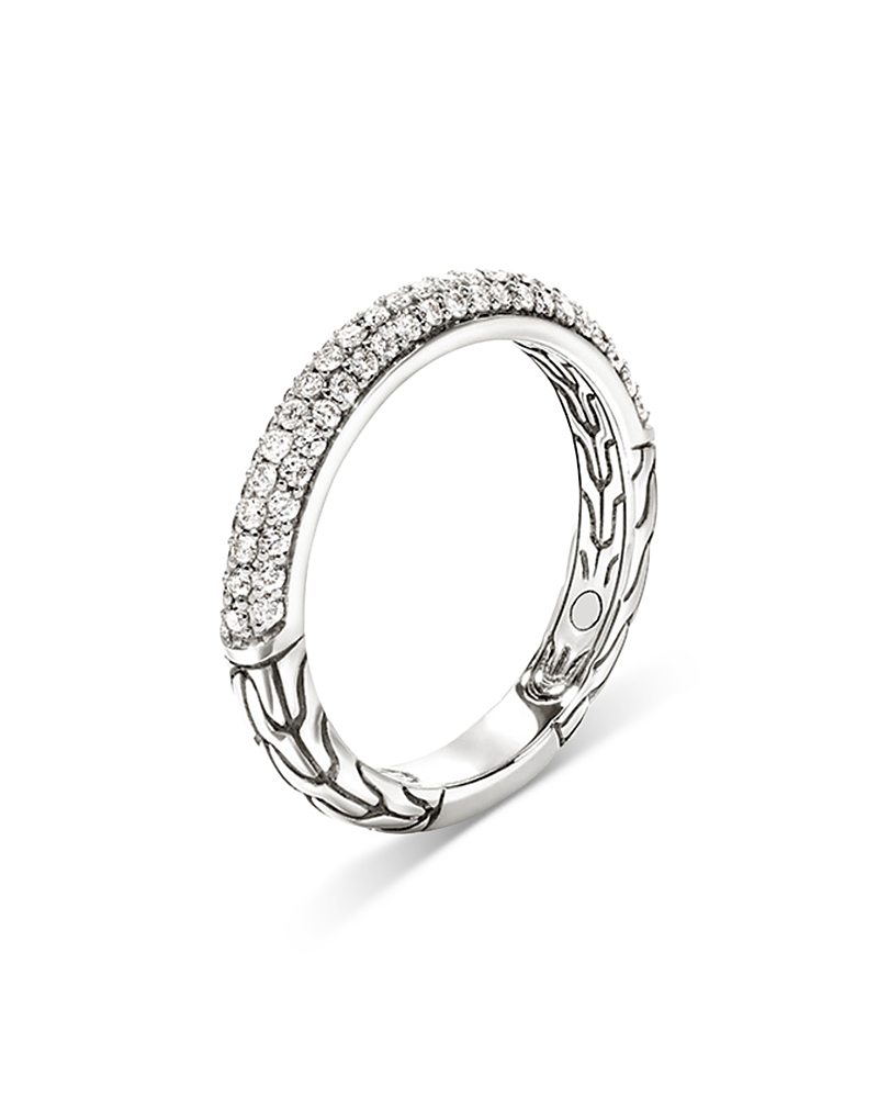 John Hardy Sterling Silver Jh Essentials Pave Diamond Band Ring, 0.60 tcw