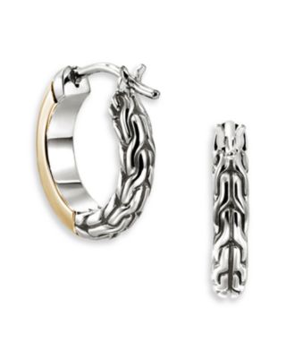 14K Yellow Gold & Sterling Silver JH Essentials Crossover Hoop Earrings, 10mm