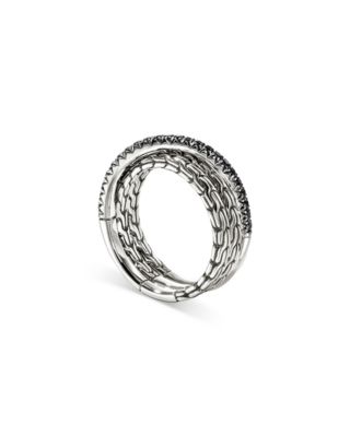 Sterling Silver JH Essentials Black Sapphire Pavé Crossover Statement Ring  