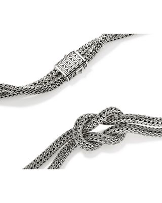 Sterling Silver Love Knot Double Woven Chain Statement Necklace, 16&amp;quot;