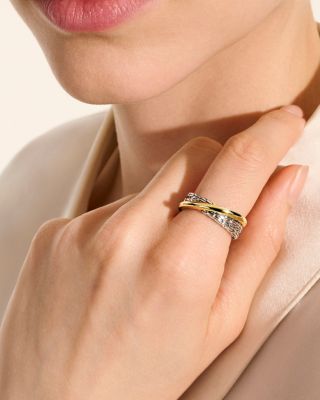14K Yellow Gold & Sterling Silver JH Essentials Crossover Ring