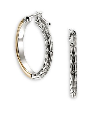 14K Yellow Gold & Sterling Silver JH Essentials Hoop Earrings