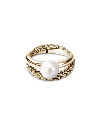 14K Yellow Gold JH Essential Cultured Freshwater Pearl Crossover Ring