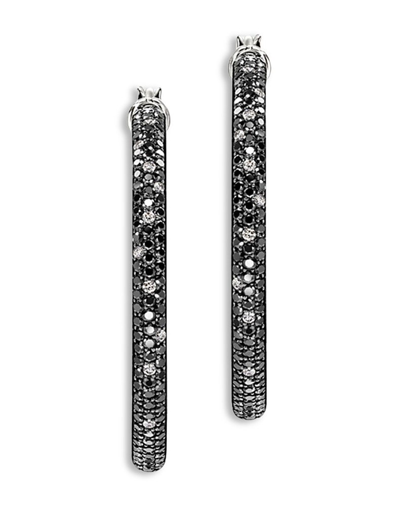 John Hardy Essentials Diamond Hoop Earrings In Black/silver