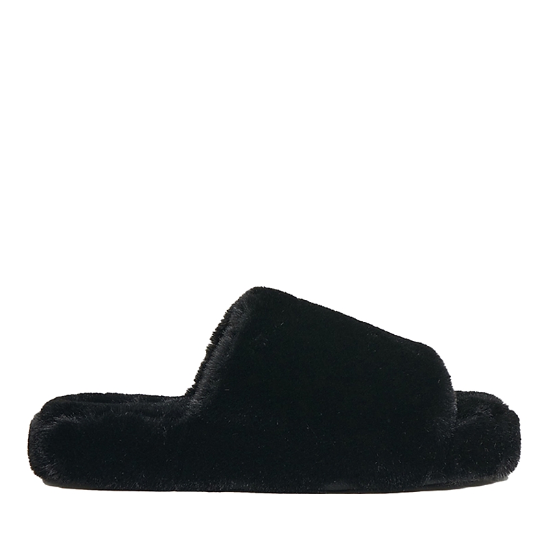 Apparis Biba Faux Fur Slippers In Noir