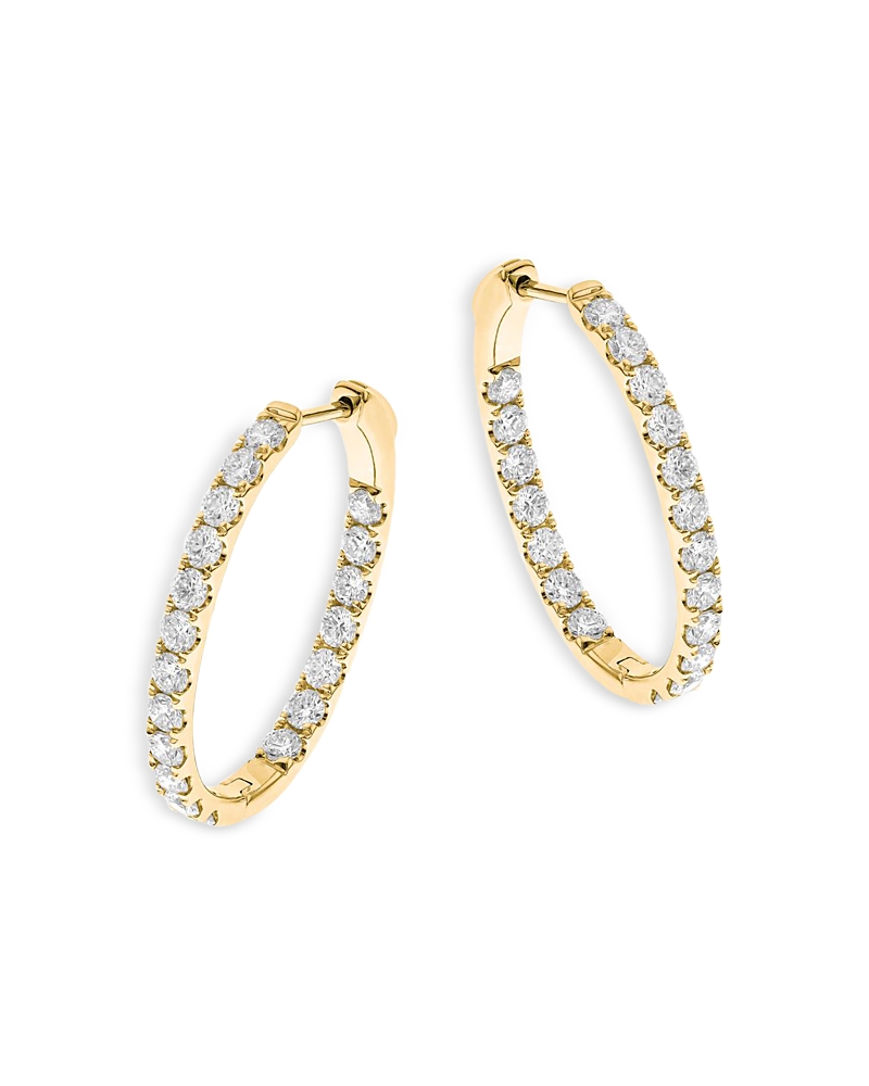 Bloomingdale's Fine Collection 14K Yellow Gold Diamond Oval Hoop Earrings, 2.0 tcw