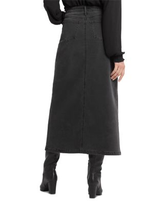 High Rise Denim Maxi Skirt