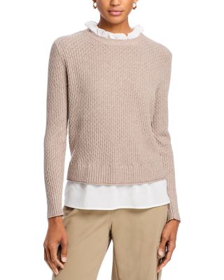 Sioni Ruffle Neck Mixed Media Sweater