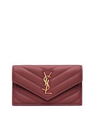 Saint Laurent Cassandre Matelasse Fragments Flap Card Case in Lambskin