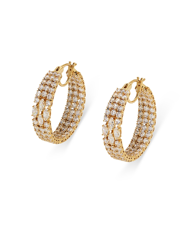 NADRI RARE JEWELS CUBIC ZIRCONIA HOOP EARRINGS 18K GOLD PLATED