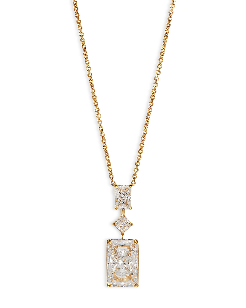 NADRI RARE JEWELS CUBIC ZIRCONIA PENDANT NECKLACE 18K GOLD PLATED, 16-18