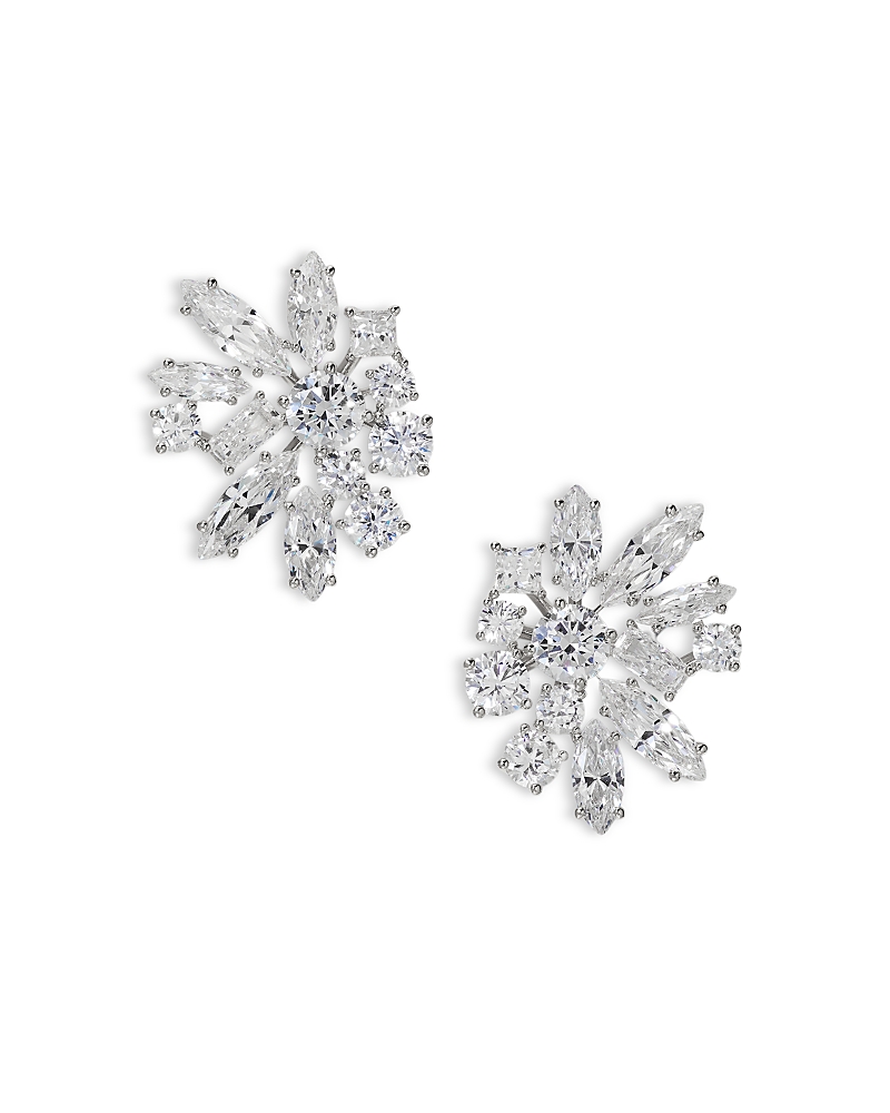 Nadri Rare Jewels Cubic Zirconia Cluster Large Stud Earrings
