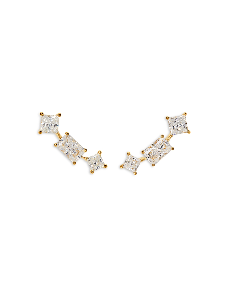 Nadri Rare Jewels Cubic Zirconia Climber Earrings in 18K Gold Plated