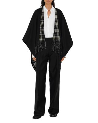 Reversible Check Wool Cape