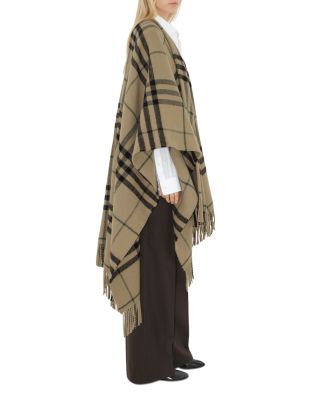 Check Wool Cashmere Cape