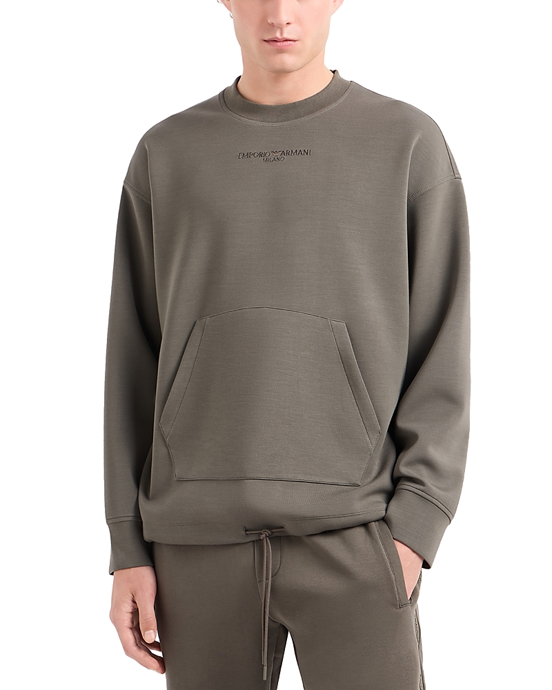 Emporio Armani Logo-embroidery Modal-blend Jersey Sweatshirt In Khaki Green
