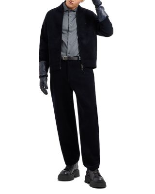 Cotton Blend Velour Ribbed Regular Fit Bomber Jacket