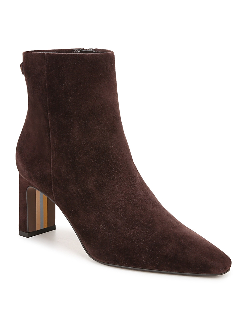 Shop Sam Edelman Women's Saige Pointed Toe Mid Heel Ankle Booties In Cafe Noir