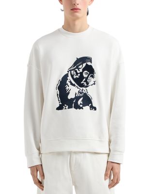 Emporio Armani - French Terry Crewneck Bulldog Embroidery Sweatshirt