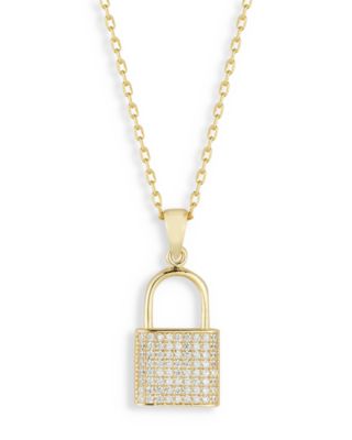 AQUA - Pav&eacute; Padlock Pendant Necklace, 16"-18" - Exclusive
