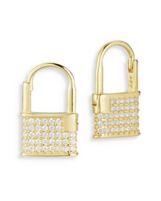 AQUA - Pav&eacute; Padlock Huggie Hoop Earrings - Exclusive