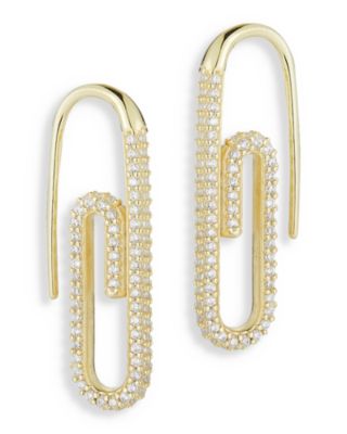 Aqua Pave Paperclip Drop Earrings - Exclusive