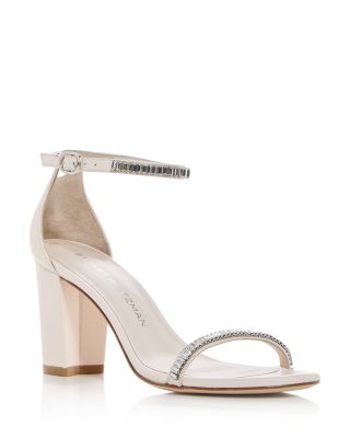 Stuart Weitzman - Women's Nearlynude Stefanie Embellished Block Heel Sandals