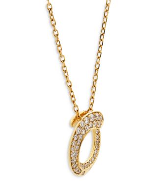 18K Yellow Gold Like Diamond Pav&eacute; Circle Pendant Necklace, 14-16" - Exclusive, Italy Campaign