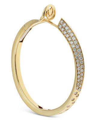 18K Yellow Gold Like Diamond Pav&eacute; Large Hoop Earrings - Exclusive, Italy Campaign