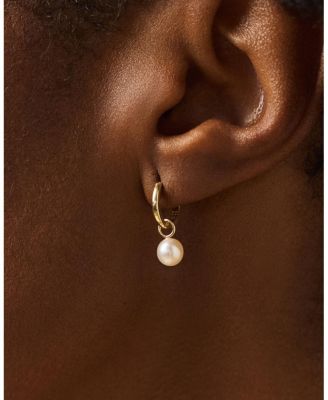 Small Gold Hoop Earrings - Gold Pearl Hoops