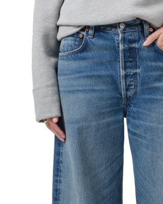 Ayla Raw Hem High Rise Cropped Wide Leg Jeans in Doheny