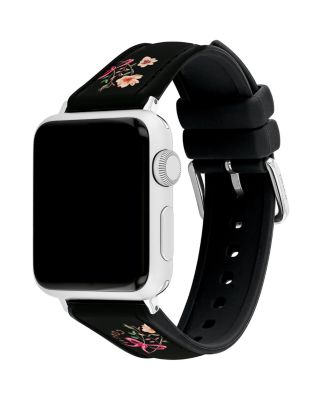 Apple Watch&reg; Floral Black Silicone Strap, 38/40/41mm