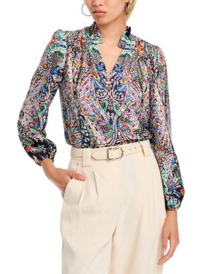 T Tahari - Paisley Ruffle Collar Blouse