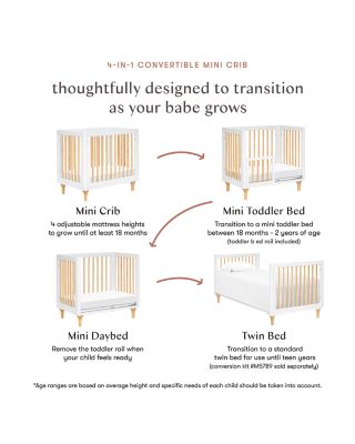 Lolly 4 in 1 Convertible Mini Crib and Twin Bed with Toddler Bed Conversion Kit