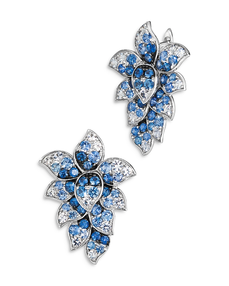 Bloomingdale's Fine Collection Sapphire Ombre & White Sapphire Cluster Statement Earrings in 14K White Gold