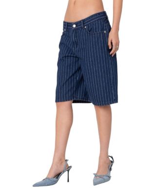 Edikted - Pinstripe Denim Bermuda Shorts