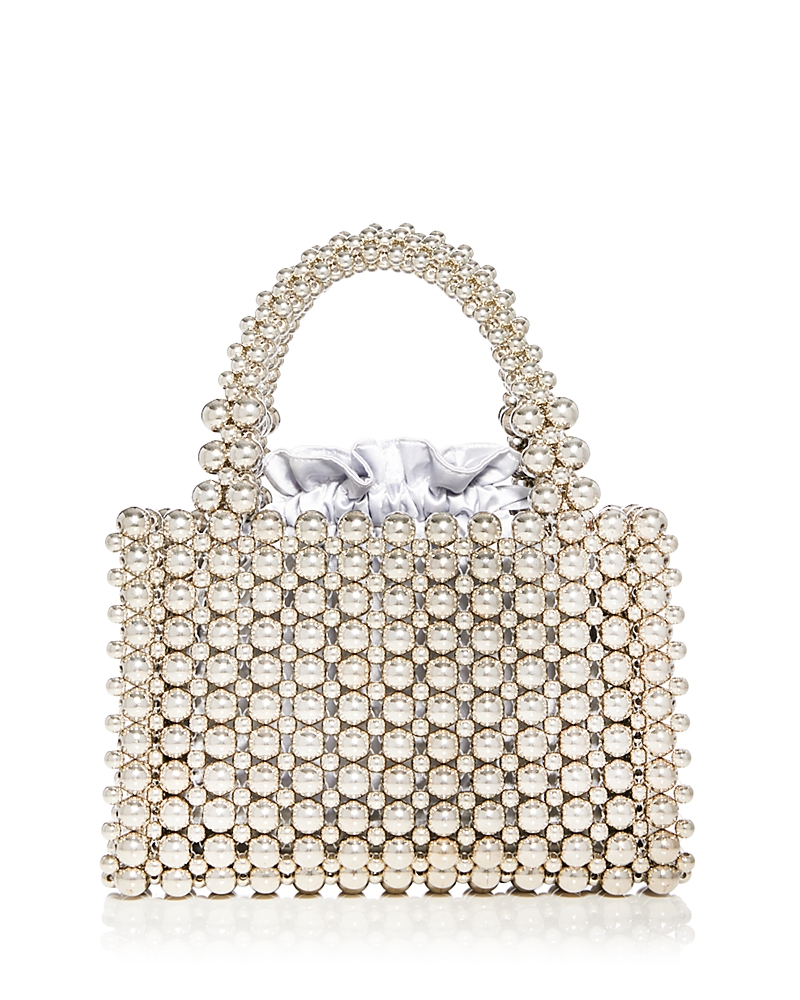 Aqua Beaded Satchel With Pouch - Exclusive In Silver