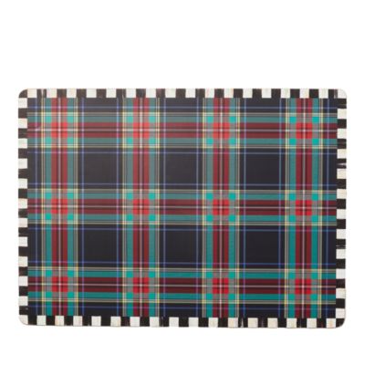 Mackenzie-Childs Tartan Black Cork Back Placemats, Set of 4