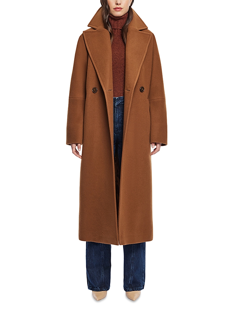 Hiso Harper Wool Blend Maxi Coat In Cognac