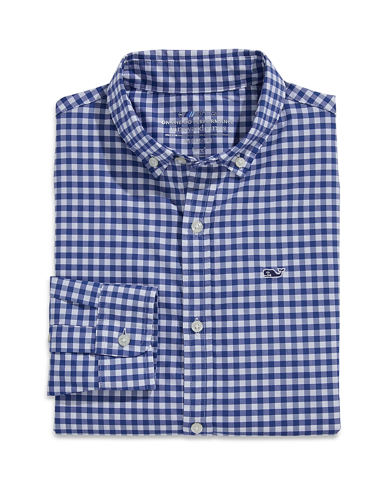 Vineyard Vines Boys' On-the-go Brrr Gingham Button Down Shirt - Little Kid, Big Kid In Blue Bay