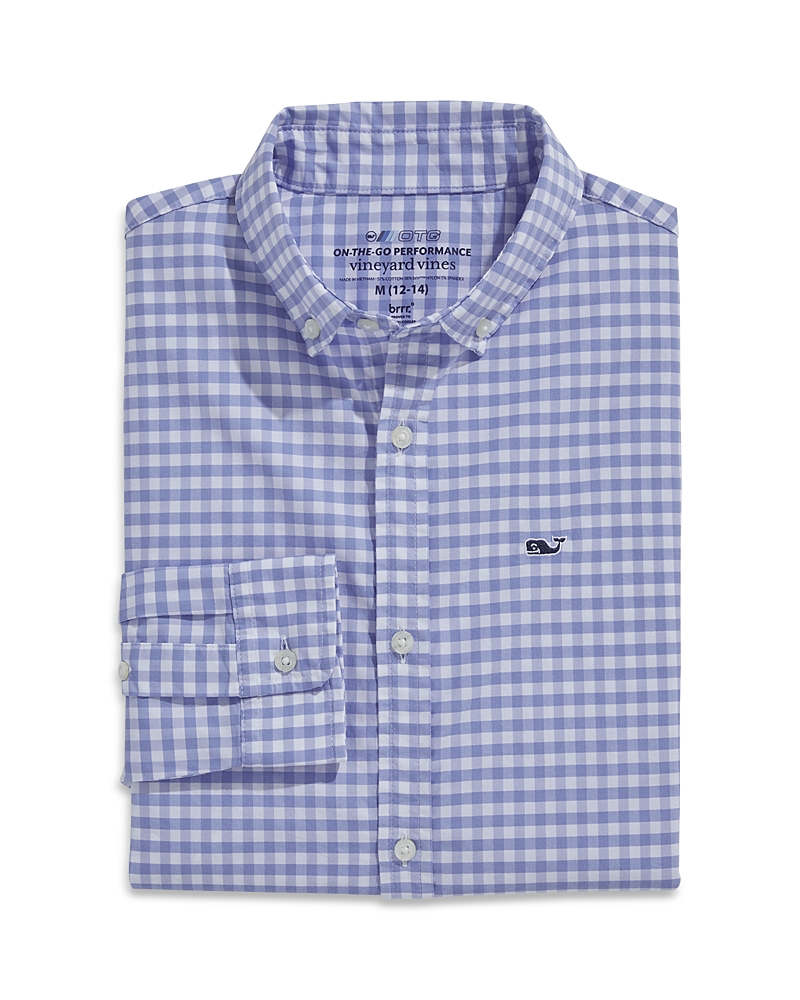 Vineyard Vines Boys' On-the-go Brrr Gingham Button Down Shirt - Little Kid, Big Kid In Newport Blue