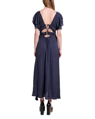 knee length dresses for ladies Maje Women's Satin-Look Maxi Dress - Blue main image 1
