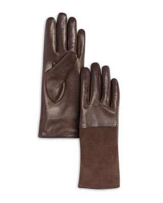 Bloomingdale's Texture Block Cashmere Lined Leather Gloves - Exclusive