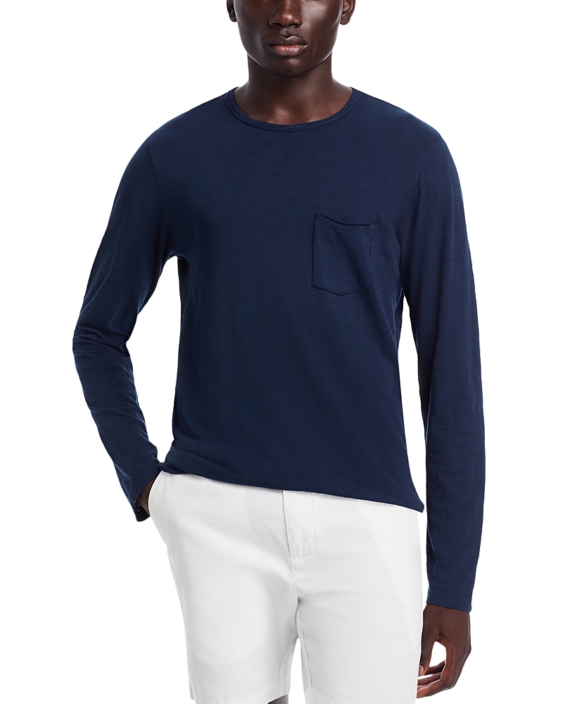 Velvet By Graham & Spencer Simon Long Sleeve Pocket Tee In Midnight Blue