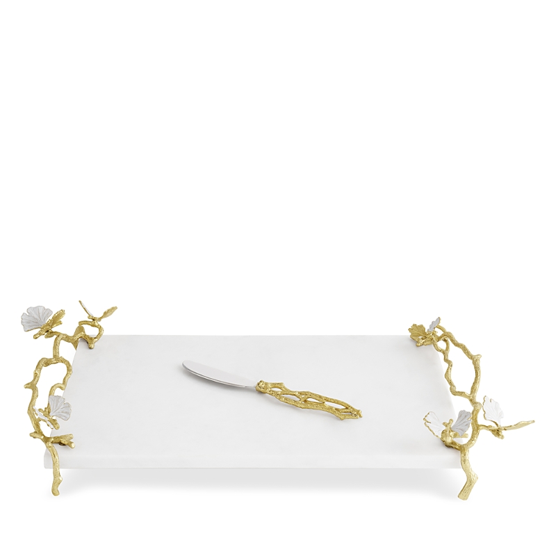 Michael Aram Butterfly Ginkgo Gold Cheeseboard w/ Spreader
