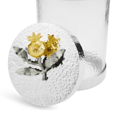 Pomegranate Silver and Gold Small Canister