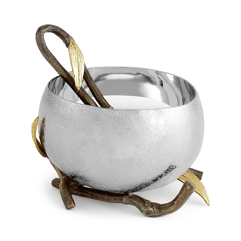 Michael Aram Zen Garden Nut Bowl With Spoon In Silver
