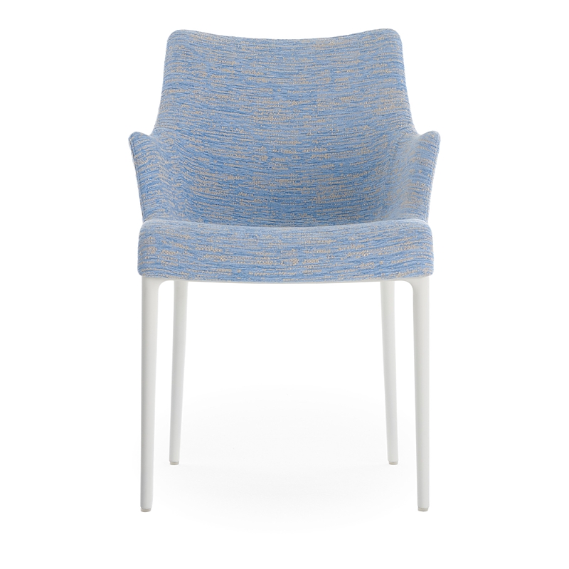 Kartell Eleganza Nia Melange Dining Armchair, White Legs In Sky Blue